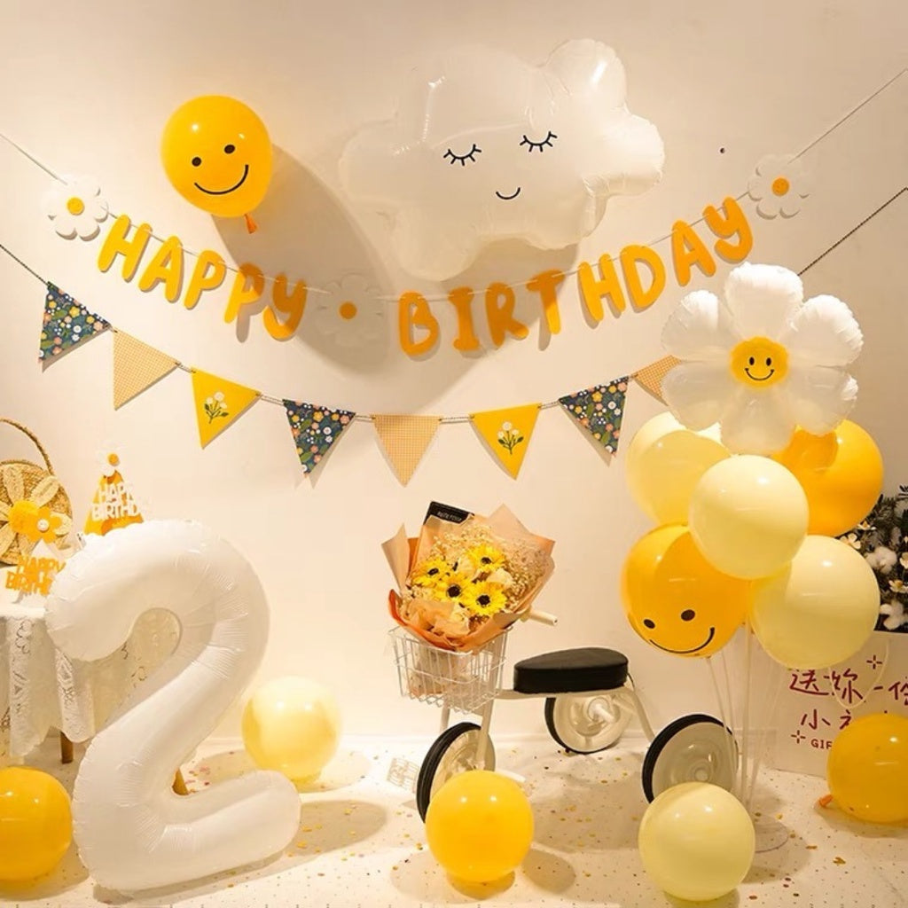 🌼 DAISY Vintage Colour Retro Colour Balloon Garland Birthday Decoration [READY STOCK IN SG]