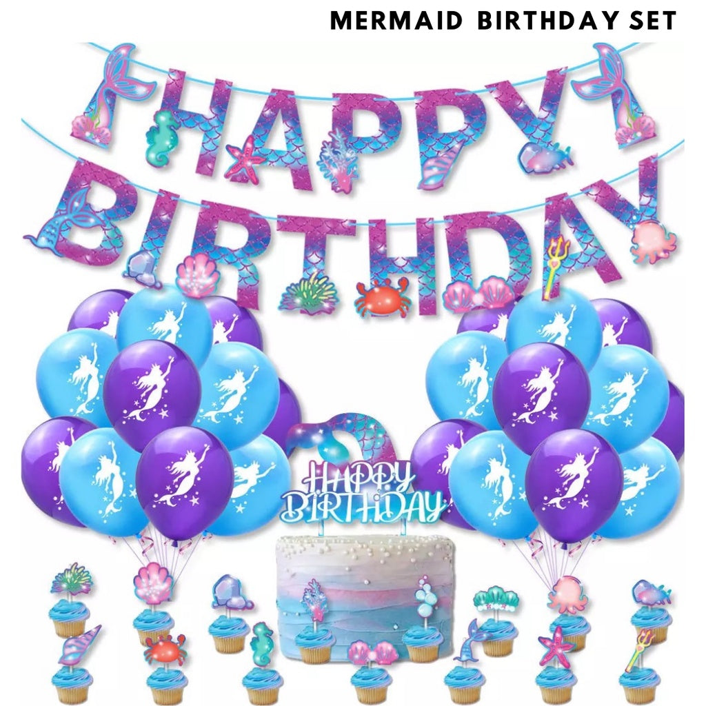 🧜‍♀️ Mermaid Birthday Foil Balloon Bouquet Set