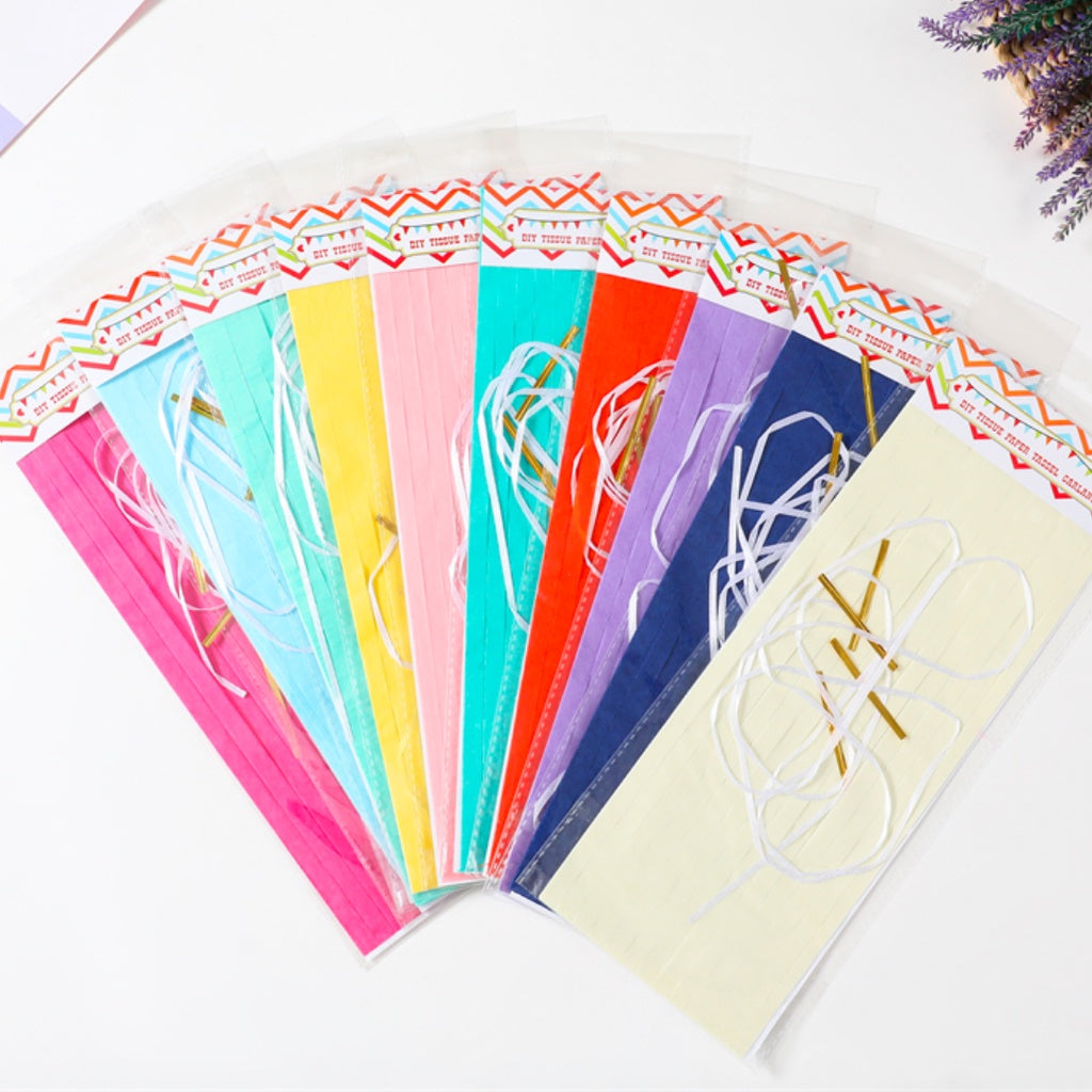 Paper Tassel Garland DIY Birthday Decoration Tissue Paper Garland [READY STOCK IN SG]