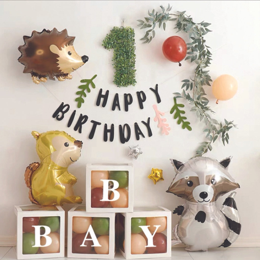 Happy Birthday Kraft Paper Party Banner Party Bunting Woodland [READY STOCK IN SG]