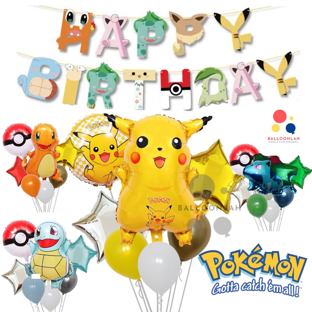 POKÉMON Cartoon Foil and Latex Balloon Pokemon Birthday Set [READY STOCK IN SG]