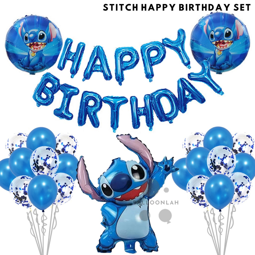 💙  STITCH Lilo Cartoon Themed Foil Latex Balloons [READY STOCK IN SG]