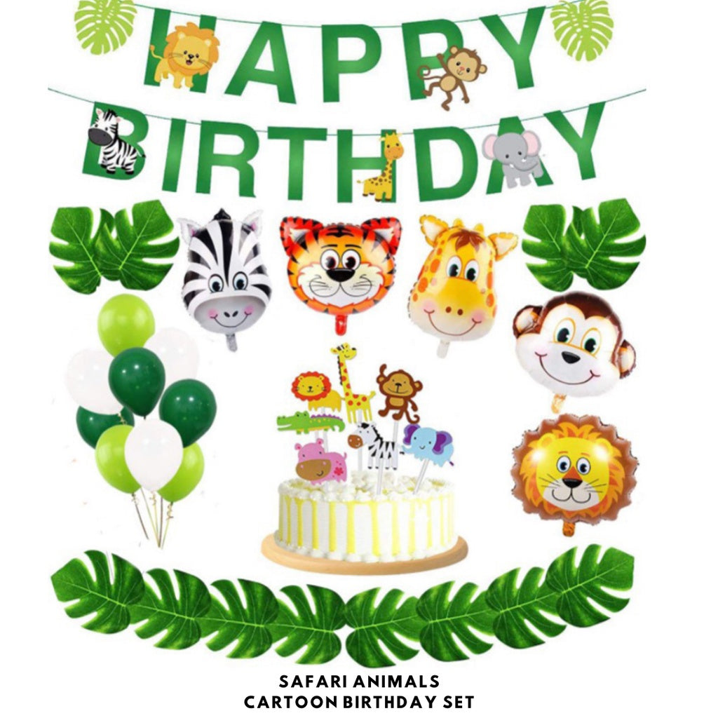 🦁 Safari Animals Jungle Animals Birthday Balloon Set [READY STOCK IN SG]
