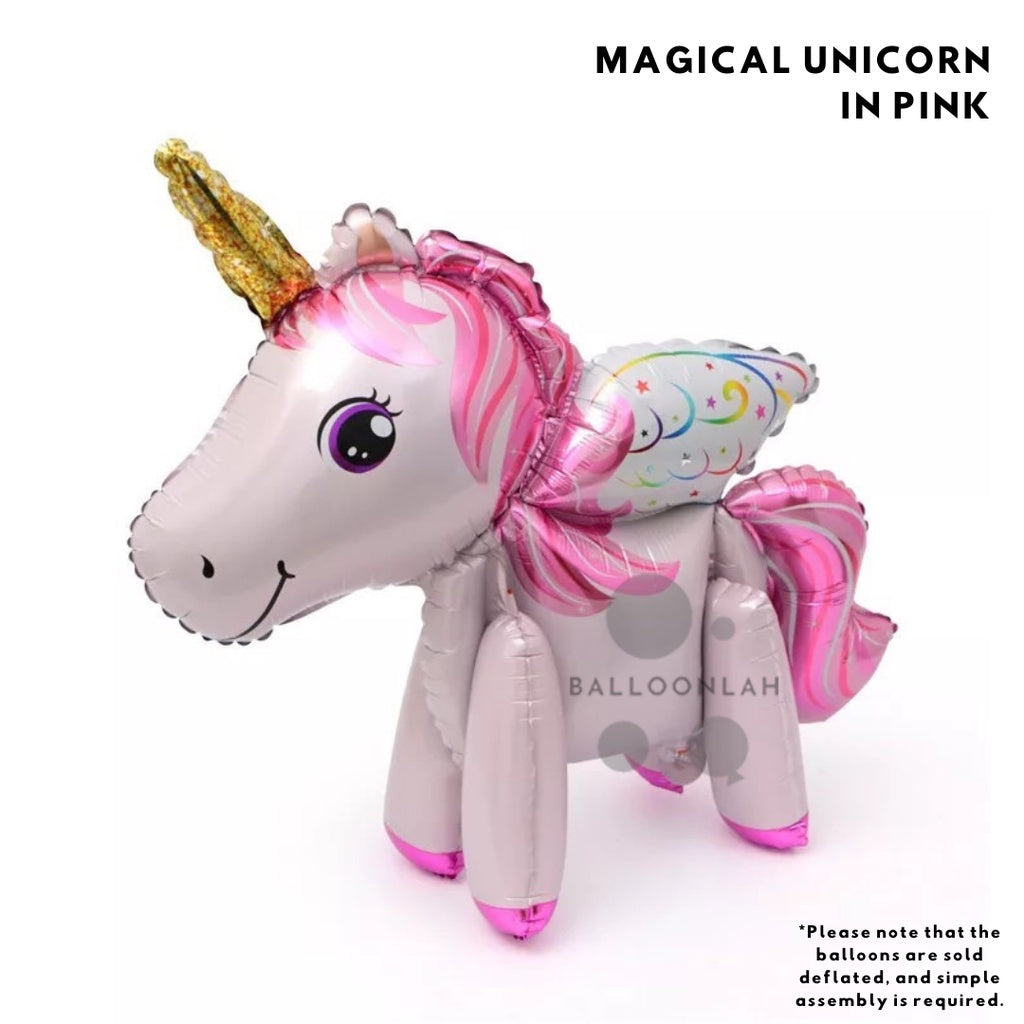 3D Standing Unicorn Foil Balloon Airwalker Birthday Party Decoration Unicorn [READY STOCK IN SG]