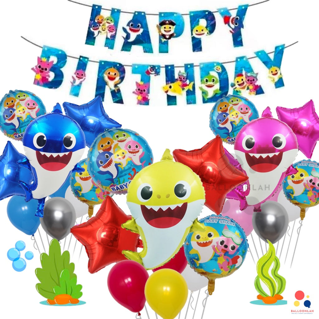 BABY SHARK Cartoon Themed Birthday Balloon [READY STOCK IN SG]