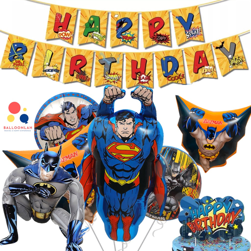 🦸‍♂️ BATMAN SUPERMAN Justice League DC Comics Party Balloon Birthday Children Foil Balloons [READY STOCK IN SG]
