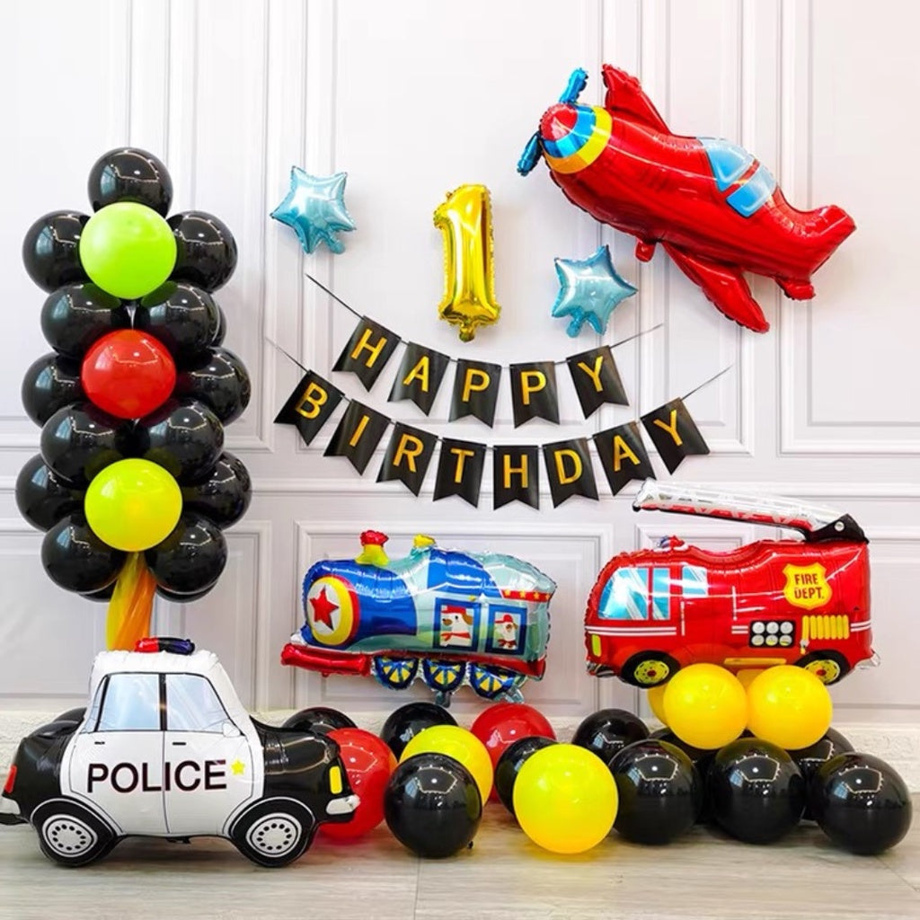 TRANSPORT Vehicles Truck Engine Car Balloon Garland Birthday Decoration [READY STOCK IN SG]