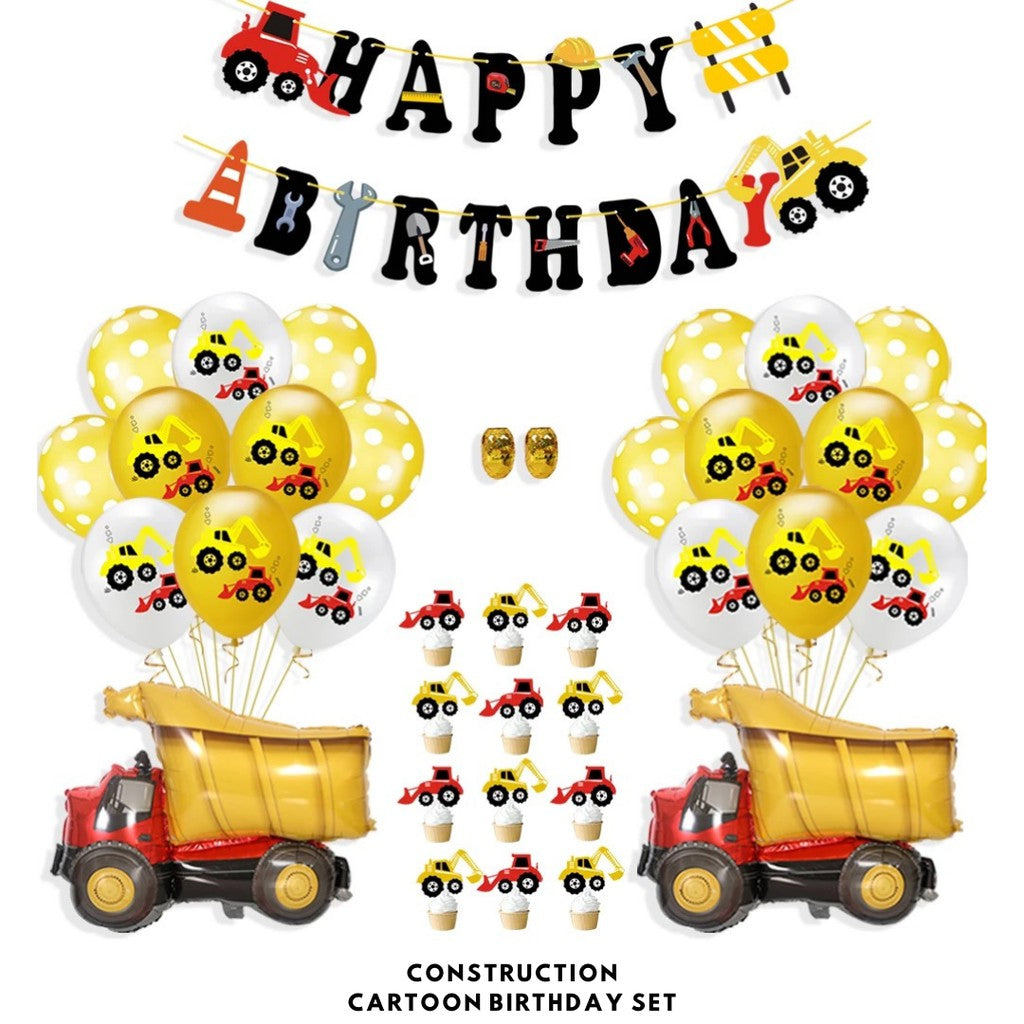 Cartoon Themed Birthday Party Set - Balloons | Banner | Cake Topper [READY STOCK IN SG] *FREE BALLOON PUMP & GLUE DOTS*