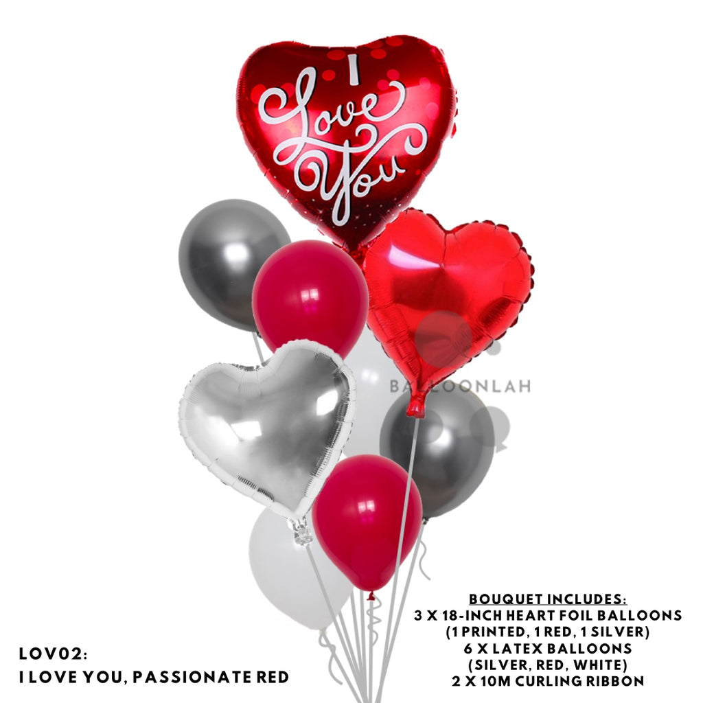Heart Shaped Balloon Bouquet Birthday Anniversary Proposal [READY STOCK IN SG]