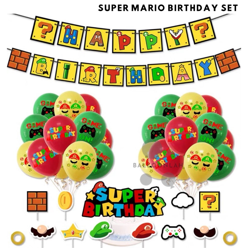 🍄 SUPER MARIO Luigi Cartoon Themed Birthday Balloons [READY STOCK IN SG]