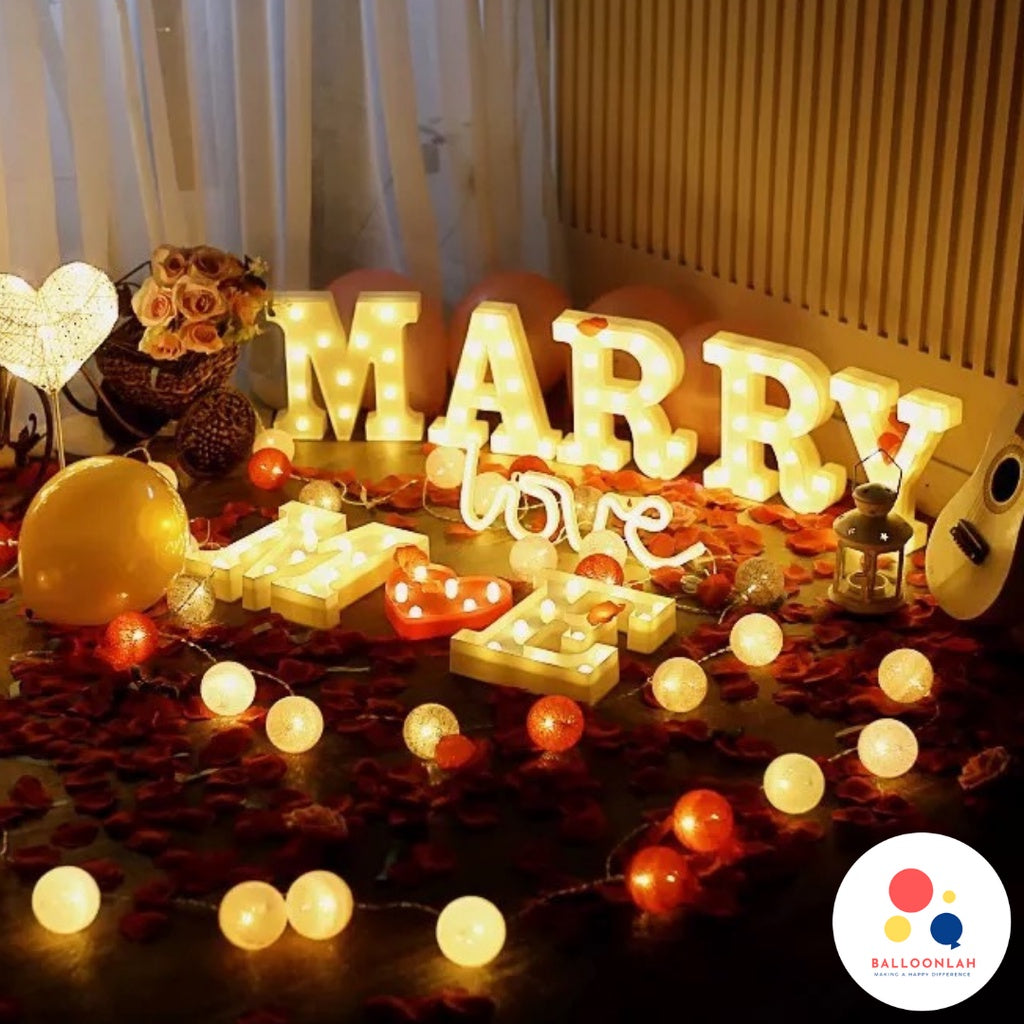 ✨WEDDING PROPOSAL LED Lights Letters Decoration [READY STOCK IN SG]