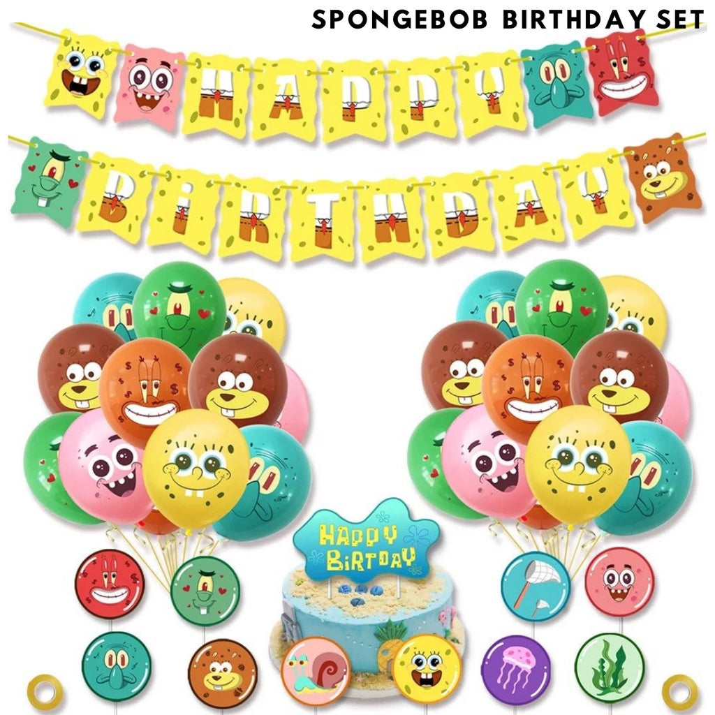 🍍 SPONGEBOB Cartoon Themed Birthday Balloon Set [READY STOCK IN SG]