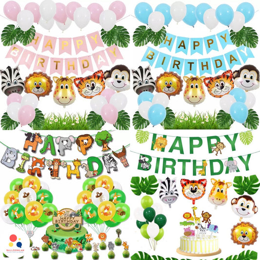 🦁 Safari Animals Jungle Animals Birthday Balloon Set [READY STOCK IN SG]