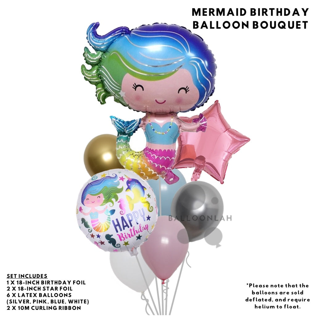 Rainbow Mermaid Birthday Foil Balloon [READY STOCK IN SG]
