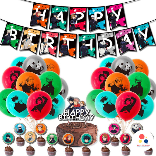 JUJUTSU KAISEN Anime Cartoon Themed Birthday Balloon Set [READY STOCK IN SG]