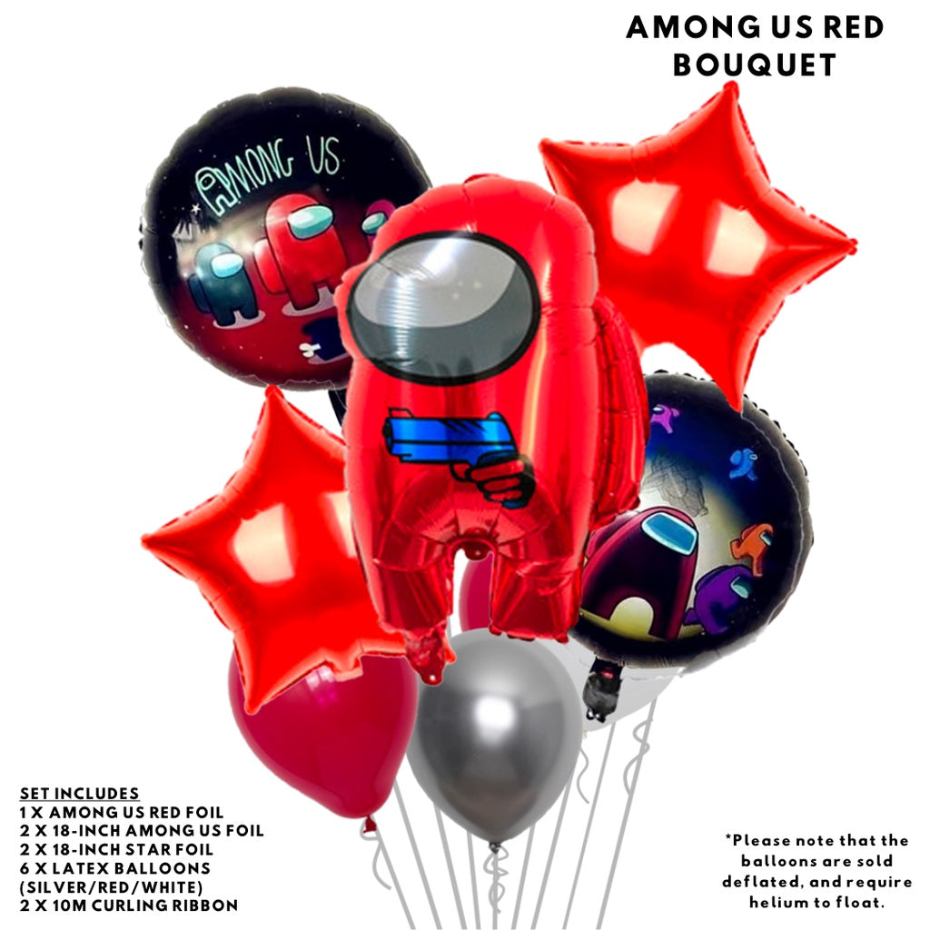 AMONG US Cartoon Themed Foil Red Blue Green Latex Balloons [READY STOCK IN SG]