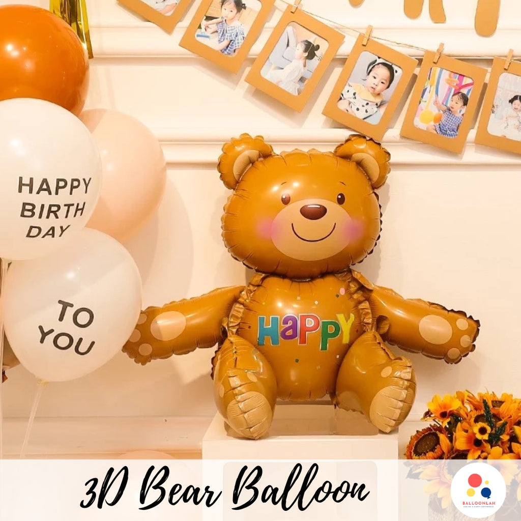 3D Bear Foil Balloon Airwalker Birthday Party Decoration Bear [READY STOCK IN SG]