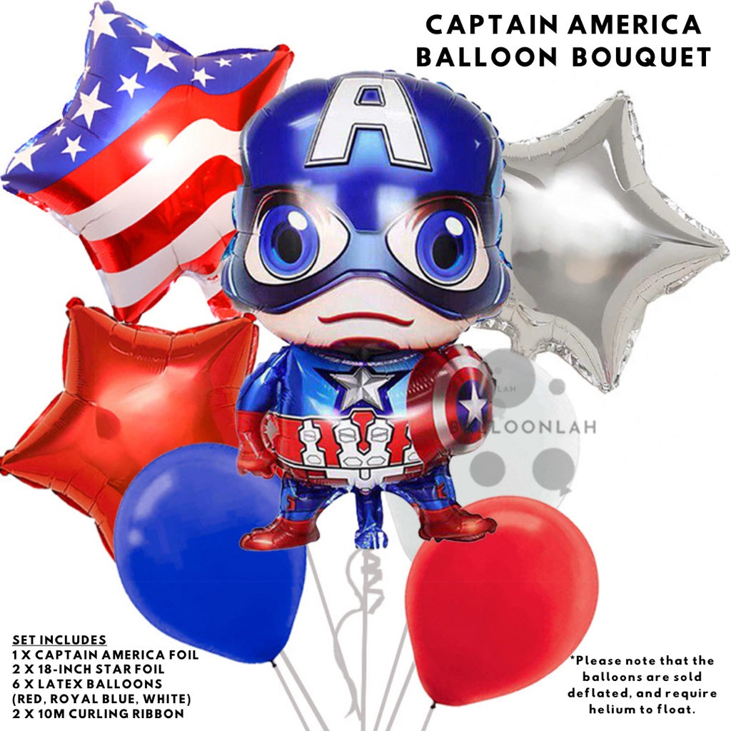 AVENGERS Spiderman Ironman Captain America Foil and Latex Balloon Birthday Set [READY STOCK IN SG]