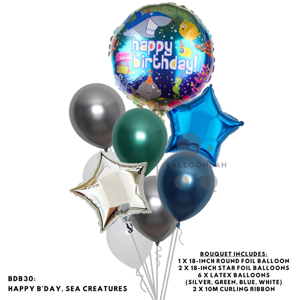 Happy Birthday Classic Foil Balloon Latex Balloon Bouquet [READY STOCK IN SG]