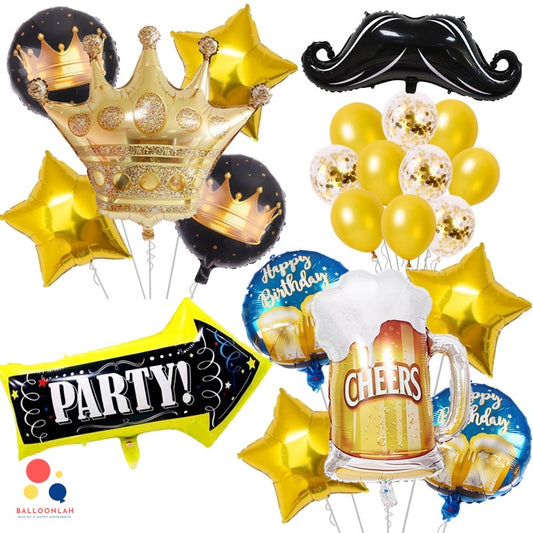 🎉  PARTY Balloons Black & Gold Theme Birthday Bachelorette Party Balloon  [READY STOCK IN SG]