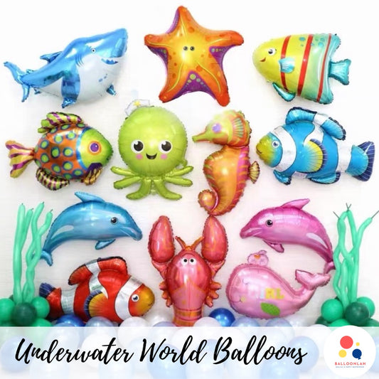 SEA CREATURE Shark Starfish Octopus Fish Foil Balloon Garland Birthday Decoration [READY STOCK IN SG]