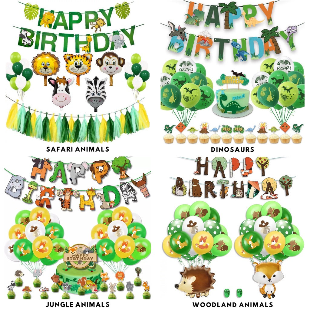 Cartoon Themed Birthday Party Set - Balloons | Banner | Cake Topper [READY STOCK IN SG] *FREE BALLOON PUMP & GLUE DOTS*