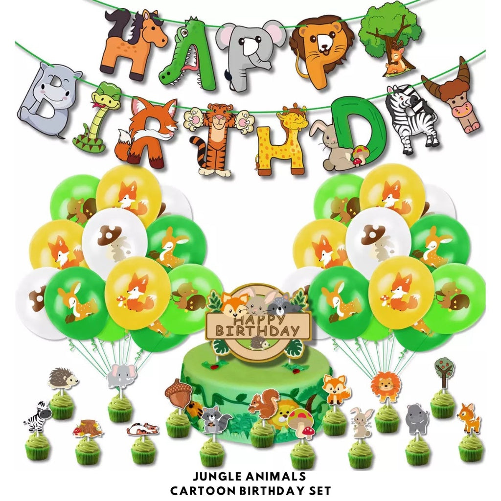 🦁 Safari Animals Jungle Animals Birthday Balloon Set [READY STOCK IN SG]