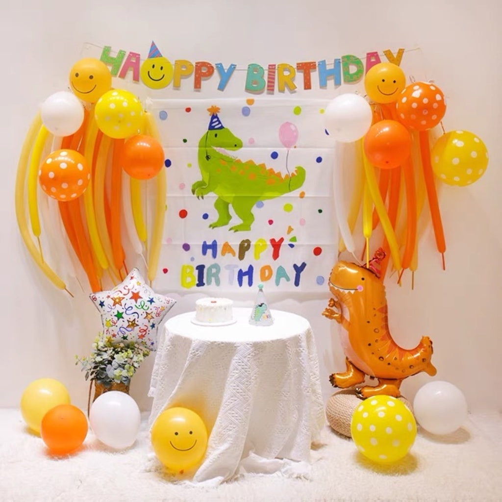 🎉  PARTY Dino Dinosaur Colour Retro Colour Balloon Garland Birthday Decoration [READY STOCK IN SG]