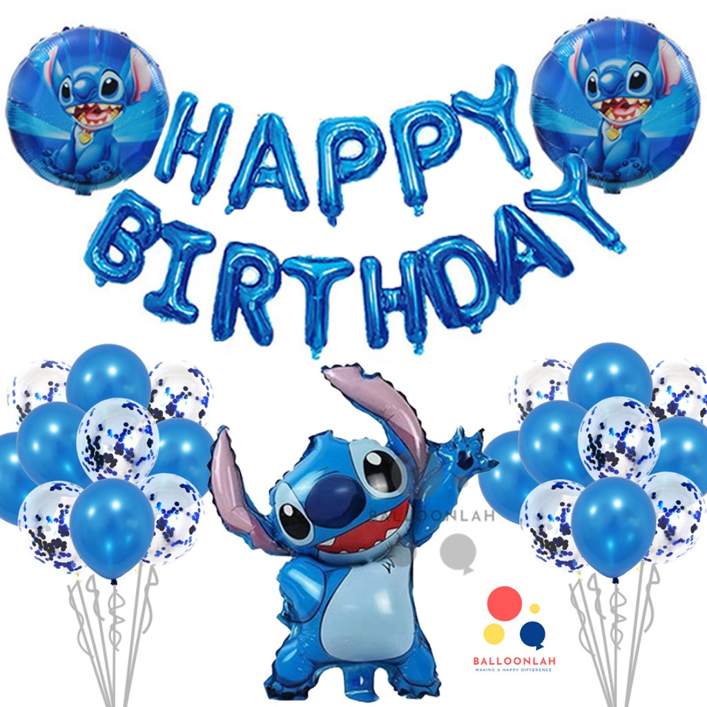 💙  STITCH Lilo Cartoon Themed Foil Latex Balloons [READY STOCK IN SG]