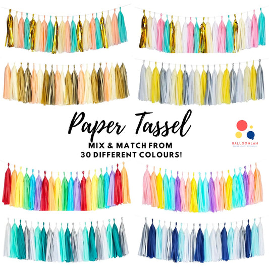 Paper Tassel Garland DIY Birthday Decoration Tissue Paper Garland [READY STOCK IN SG]