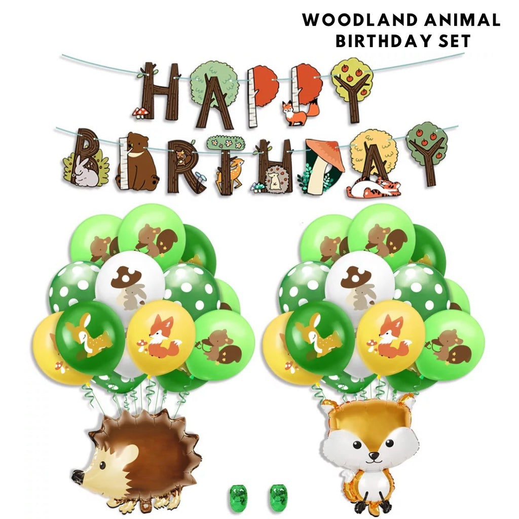 🌳 WOODLAND Animal Bunny Squirrel Hedgehog Balloon Bouquet [READY STOCK IN SG]