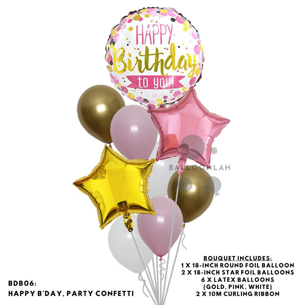 Happy Birthday Classic Foil Balloon Latex Balloon Bouquet [READY STOCK IN SG]