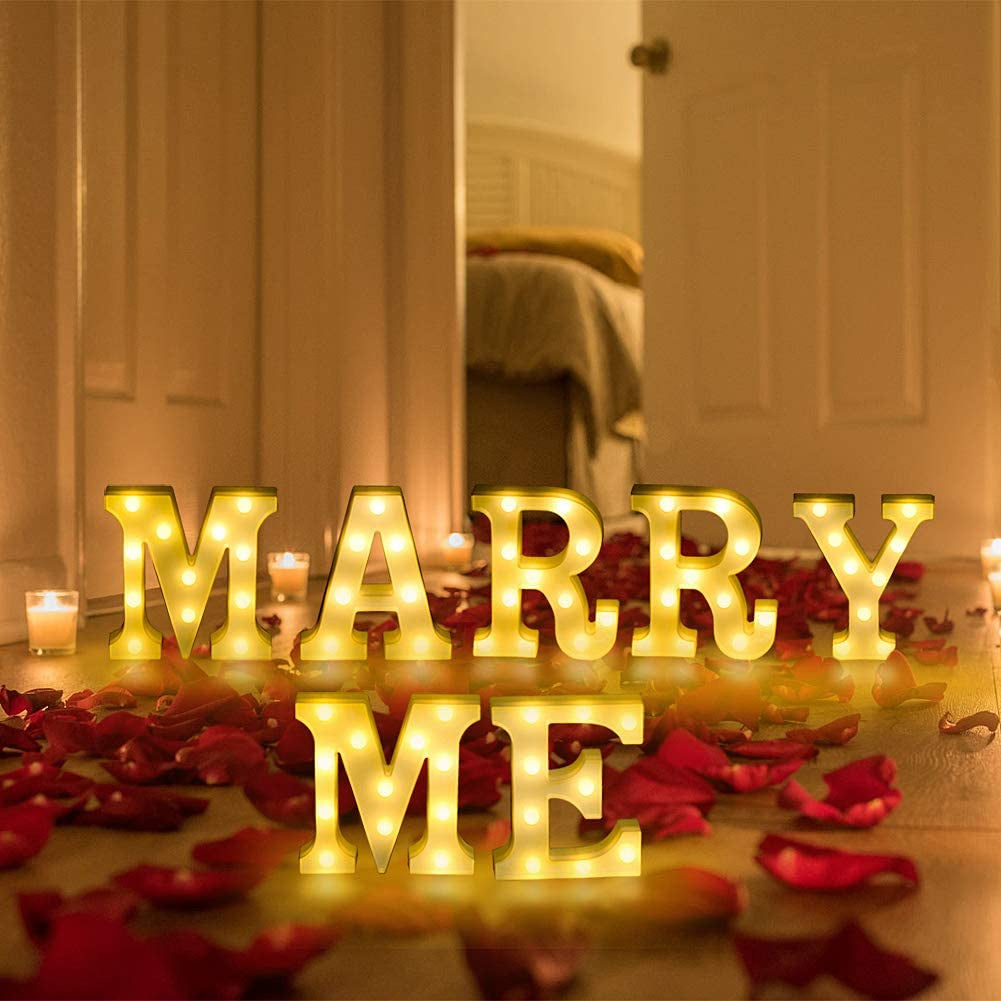 ❤️ MARRY ME Letter Lights Proposal Decoration Wedding [READY STOCK IN SG]