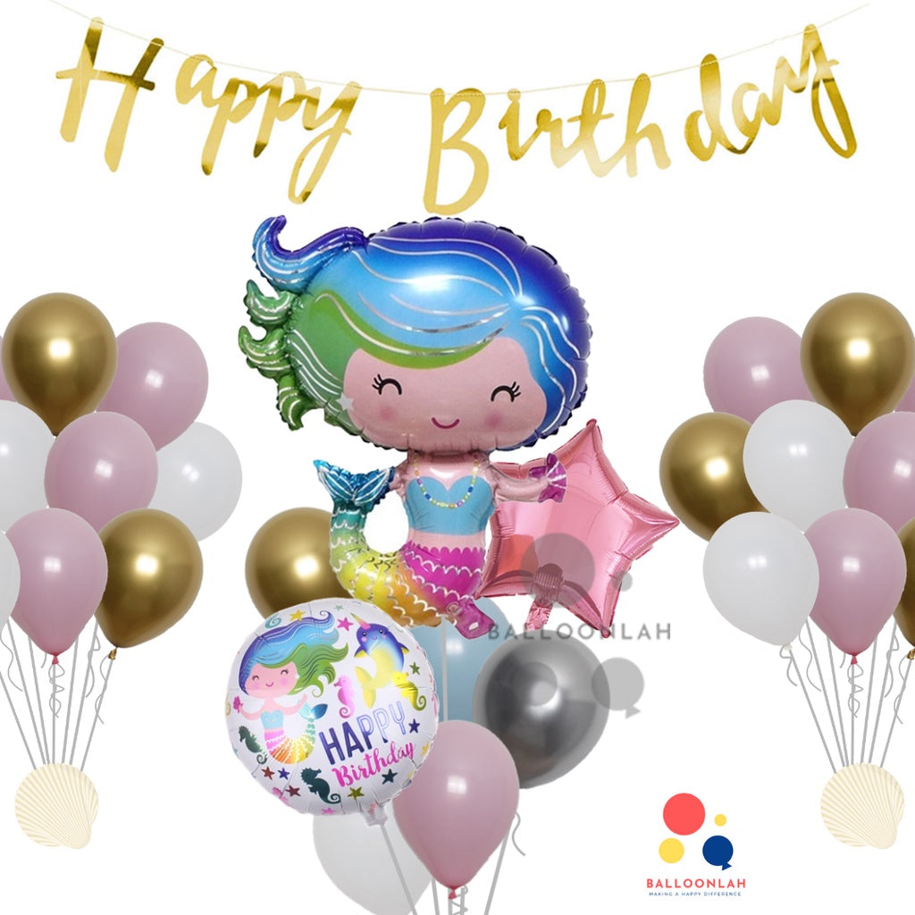 Rainbow Mermaid Birthday Foil Balloon [READY STOCK IN SG]