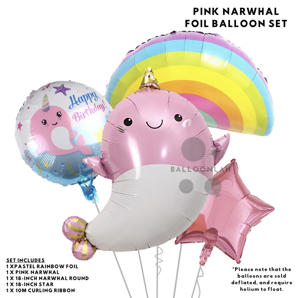 Narwhal Cute Sea Creature Pastel Balloons [READY STOCK IN SG]