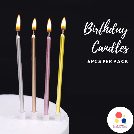 PENCIL Candle Birthday Candles Parties Gold Silver Champagne Rose Pink [READY STOCK IN SG]