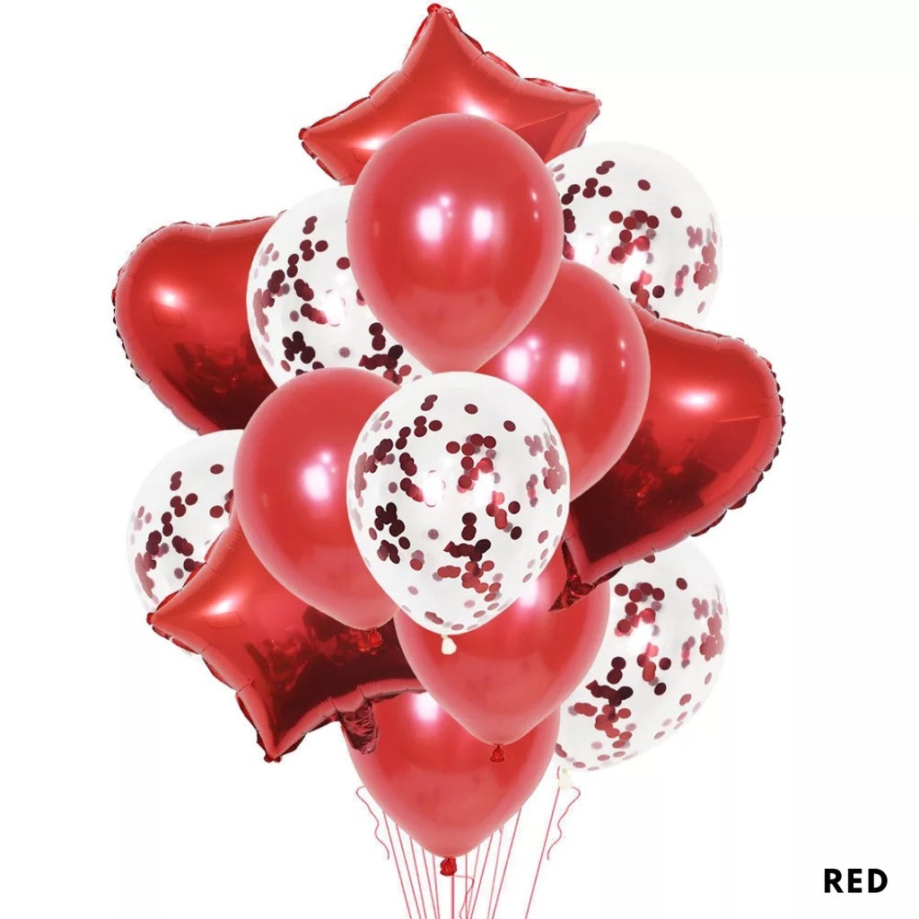 14pc Star Heart Foil Balloon Latex Balloon Bouquet Birthday [READY STOCK IN SG]