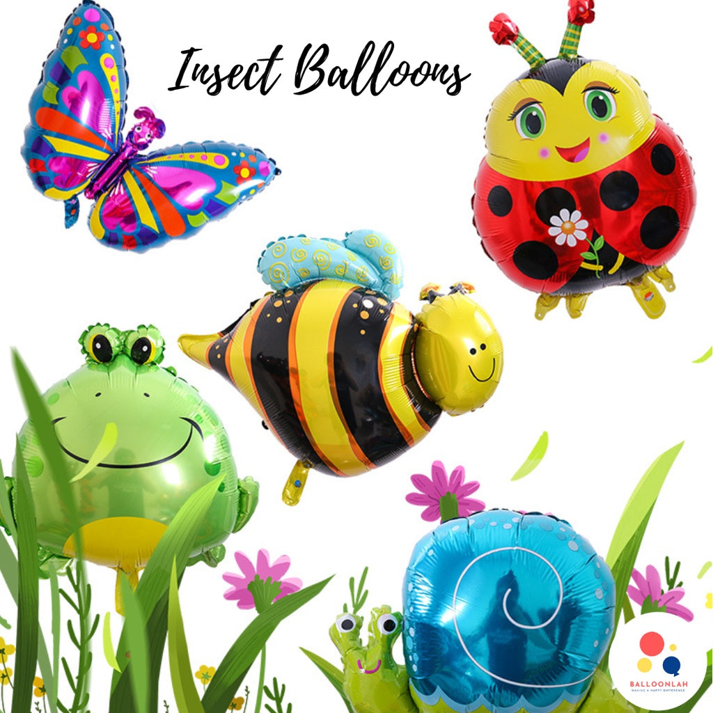 INSECT Butterfly Ladybug Frog Bee Foil Balloon Garland Birthday Decoration [READY STOCK IN SG]