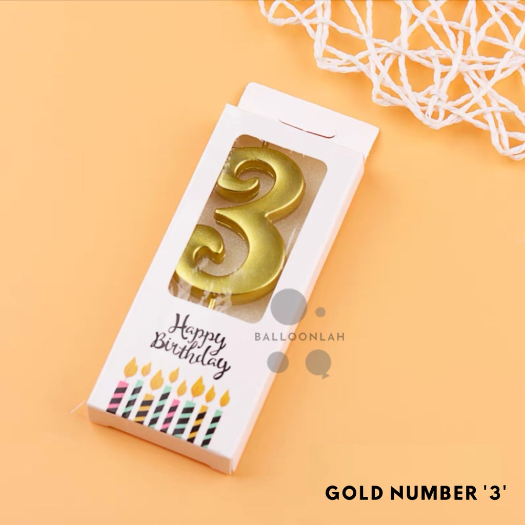 NUMBER Candle Birthday Candles Parties Gold Silver [READY STOCK IN SG]
