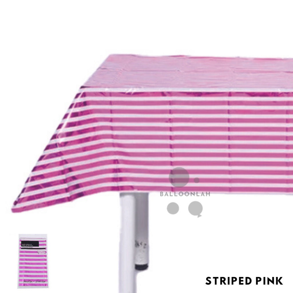 Disposable Striped Metallic Plastic Table Cloth Tablecloth [READY STOCK IN SG]