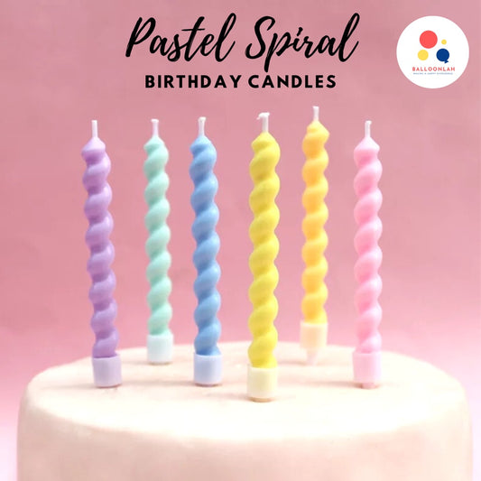 Korean Pastel Spiral Candle Birthday Candles Rainbow [READY STOCK IN SG]
