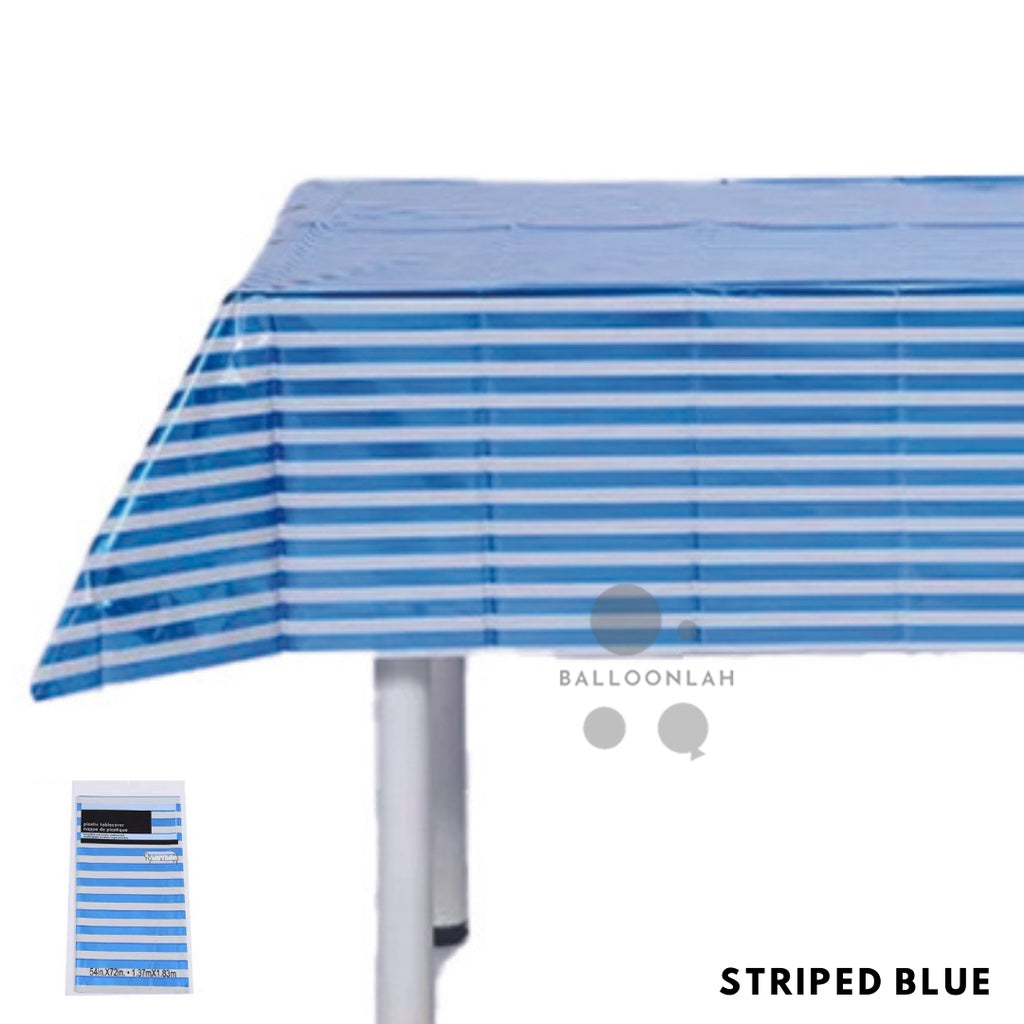 Disposable Striped Metallic Plastic Table Cloth Tablecloth [READY STOCK IN SG]