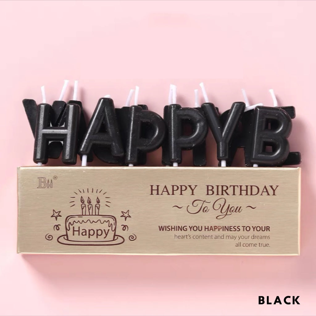 Happy Birthday Letter Candles Gold Silver Black Champagne [READY STOCK IN SG]