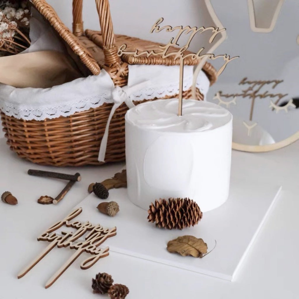 Rustic Themed Wooden Happy Birthday Cake Topper [READY STOCK IN SG]