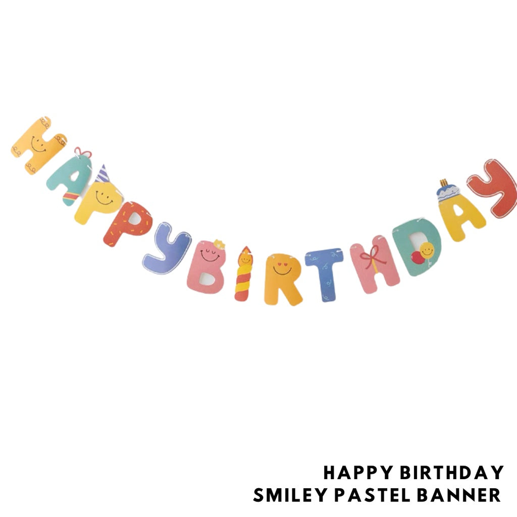 Smiley Pastel Birthday Banner [READY STOCK IN SG]