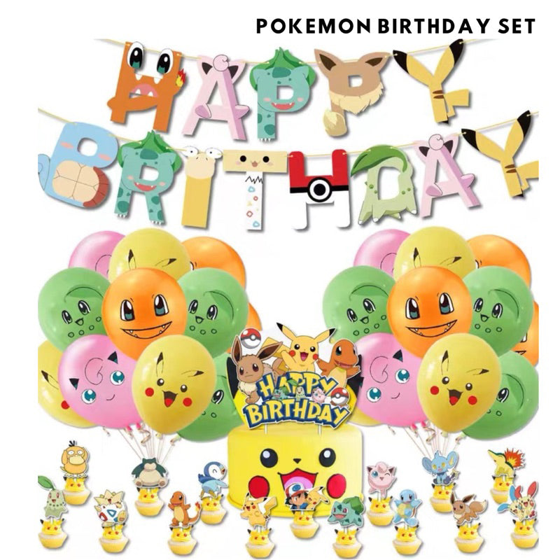 POKÉMON Cartoon Foil and Latex Balloon Pokemon Birthday Set [READY STOCK IN SG]