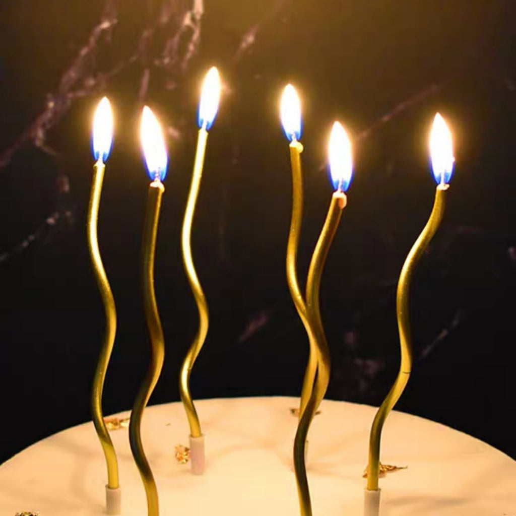 Chrome Spiral Birthday Candles Parties Gold Silver Champagne Rose Pink [READY STOCK IN SG]
