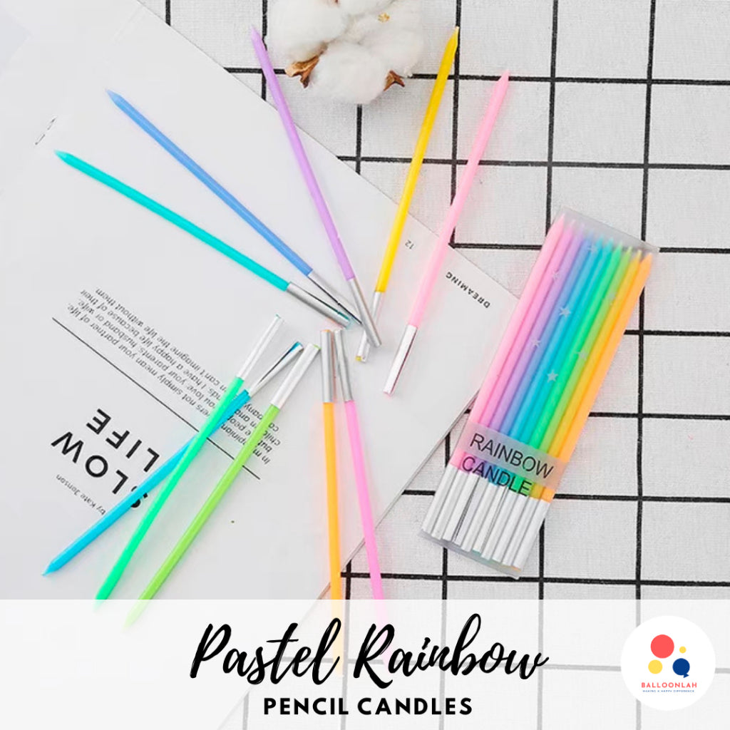 Pastel Rainbow Pencil Candle Birthday Candles Korean [READY STOCK IN SG]