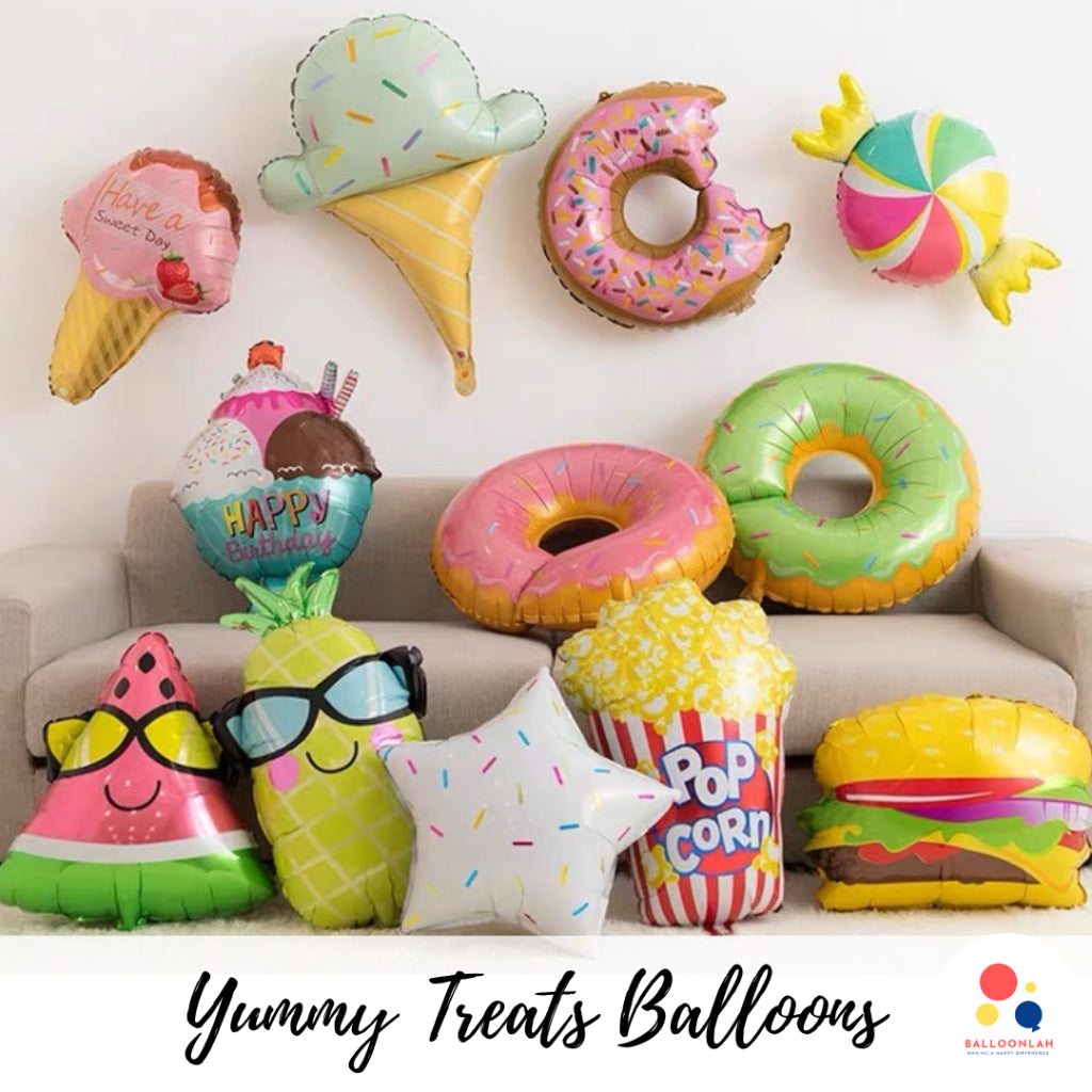 Donut Ice Cream Pizza Popcorn Foil Balloon Garland Birthday Decoration [READY STOCK IN SG]