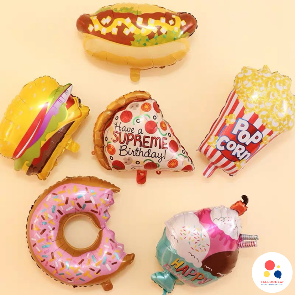 Ice Cream Popsicle Donut Cake Burger Pizza Popcorn Foil Balloon Garland Birthday Decoration [READY STOCK IN SG]